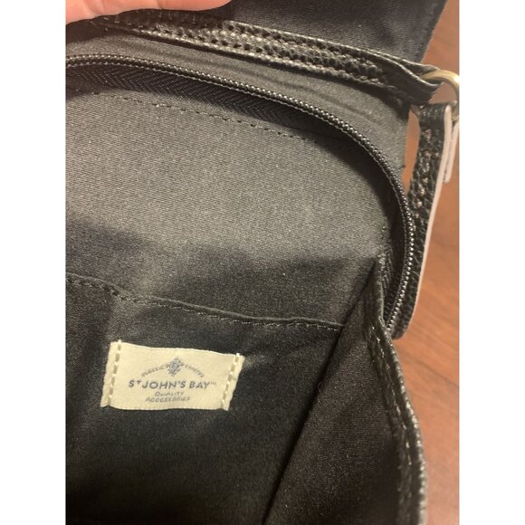 St. Johns Bay Black Pebble Leather Mini Crossbody Bag Adjustable Strap - Picture 4 of 6